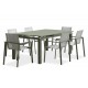 Lot composé d'une table de jardin MIAMI-TB240-KAKI avec rallonge et de 6 fauteuils MIAMI-FT-KAKI empilables