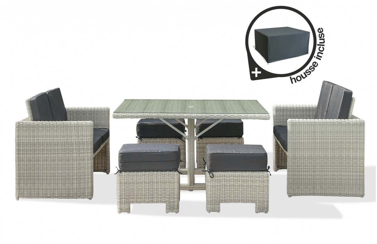 Lot composé d'un encastrable repas de jardin OCEANE-LUNCH et d'une HOUSSE-OCEANE-LUNCH