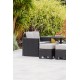 Ensemble repas de jardin OCEANE LUNCH encastrable 8 places en résine tressée et plateau verre - NOIR
