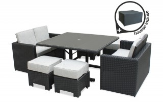 Lot composé d'un encastrable repas de jardin OCEANE-LUNCH-NOIR et d'une HOUSSE-OCEANE-LUNCH