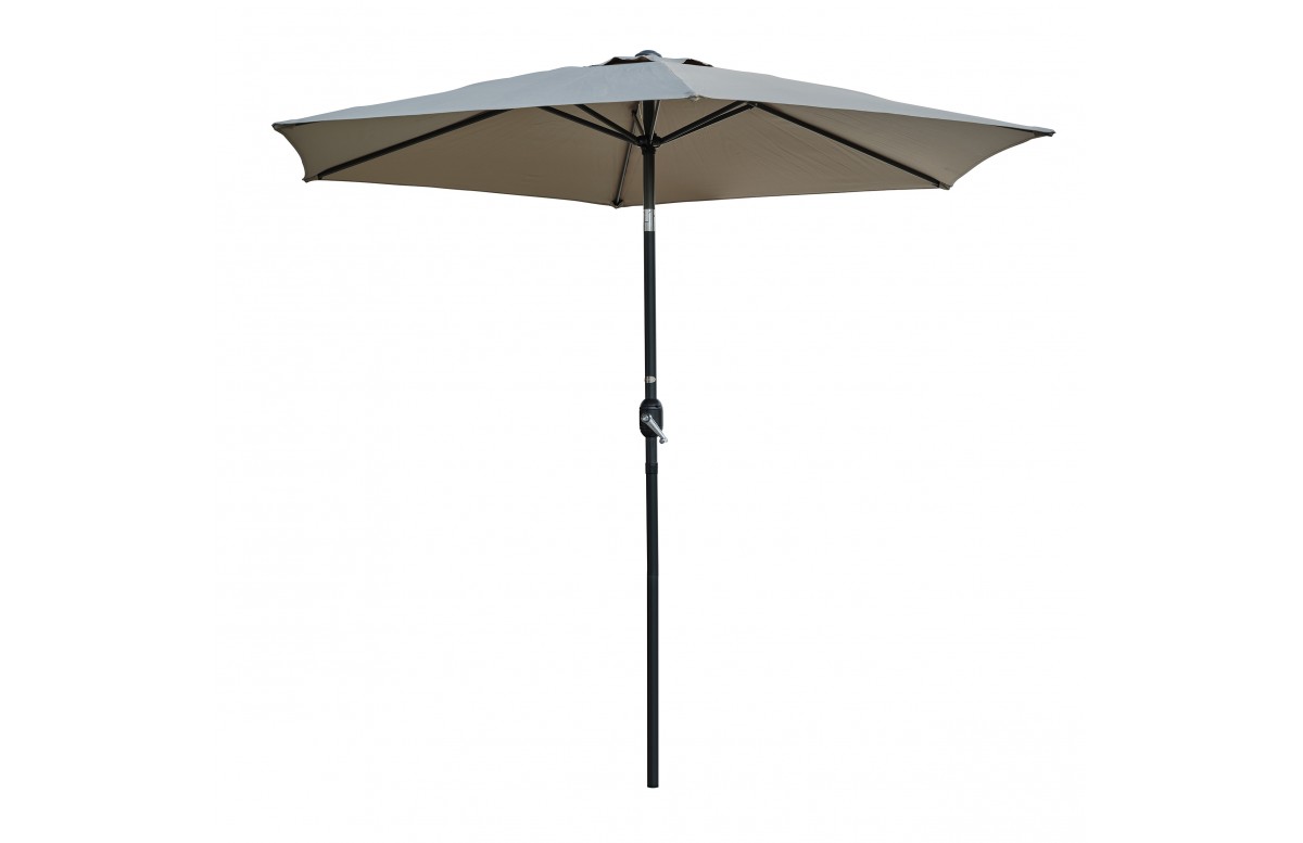 Parasol MARBELLA (diam. 2,7 m) à manivelle en aluminium gris anthracite et polyester - KAKI