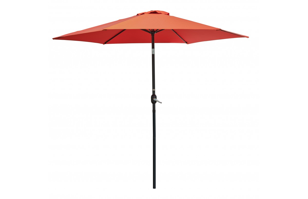 Parasol MARBELLA (diam. 2,7 m) à manivelle en aluminium gris anthracite et polyester - TERRACOTTA