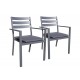Lot de 2 fauteuils de jardin empilables PELOSA en aluminium - GRIS ANTHRACITE