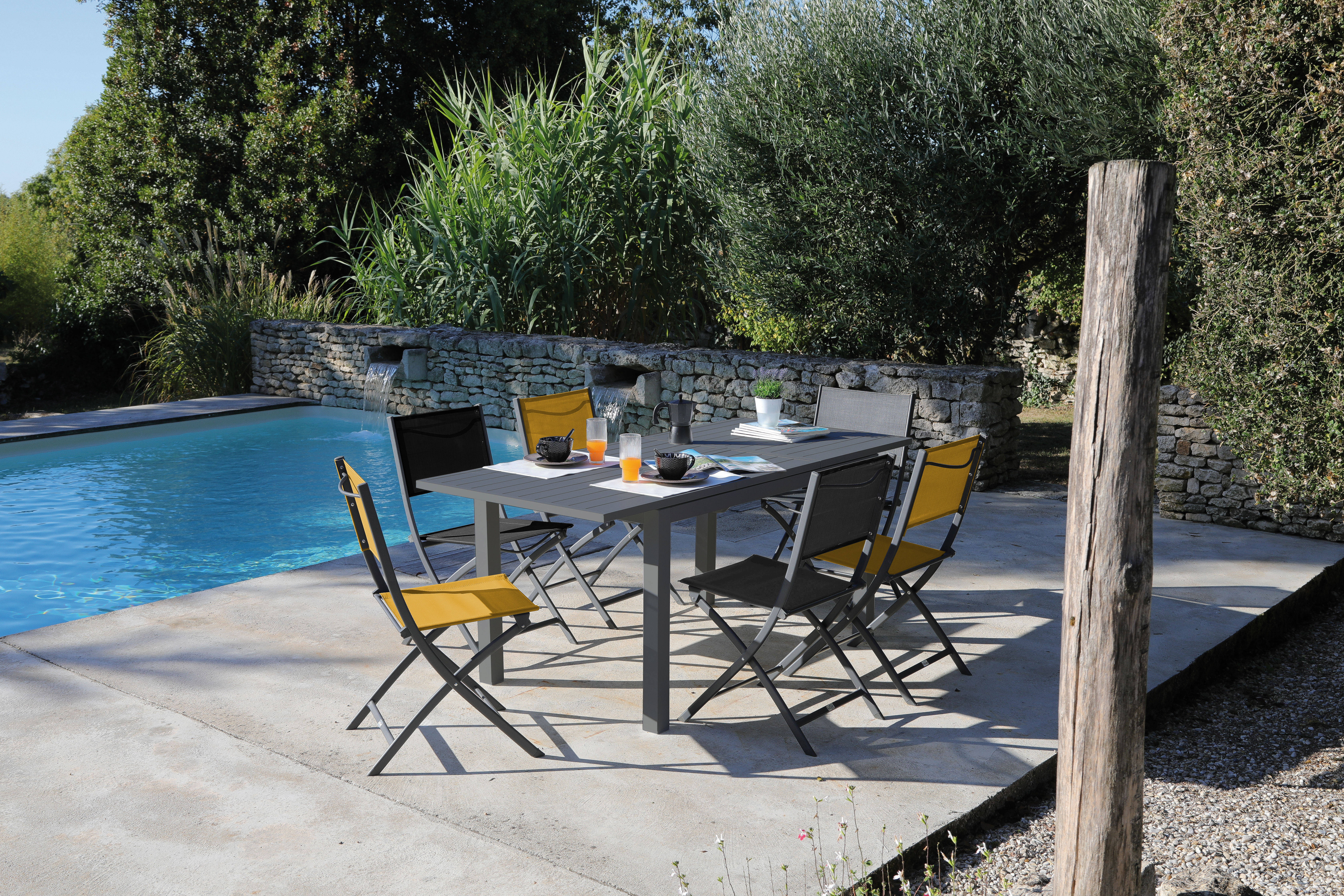 Table de jardin aluminium HPL pliante 1006