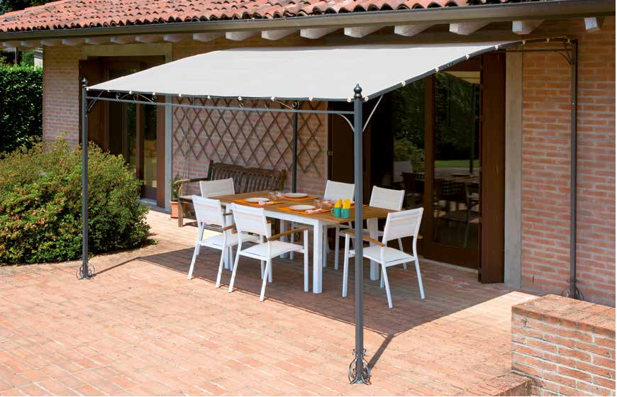 Pergola adossée en acier et toit polyester 4x3 - Mon Jardin Cosy