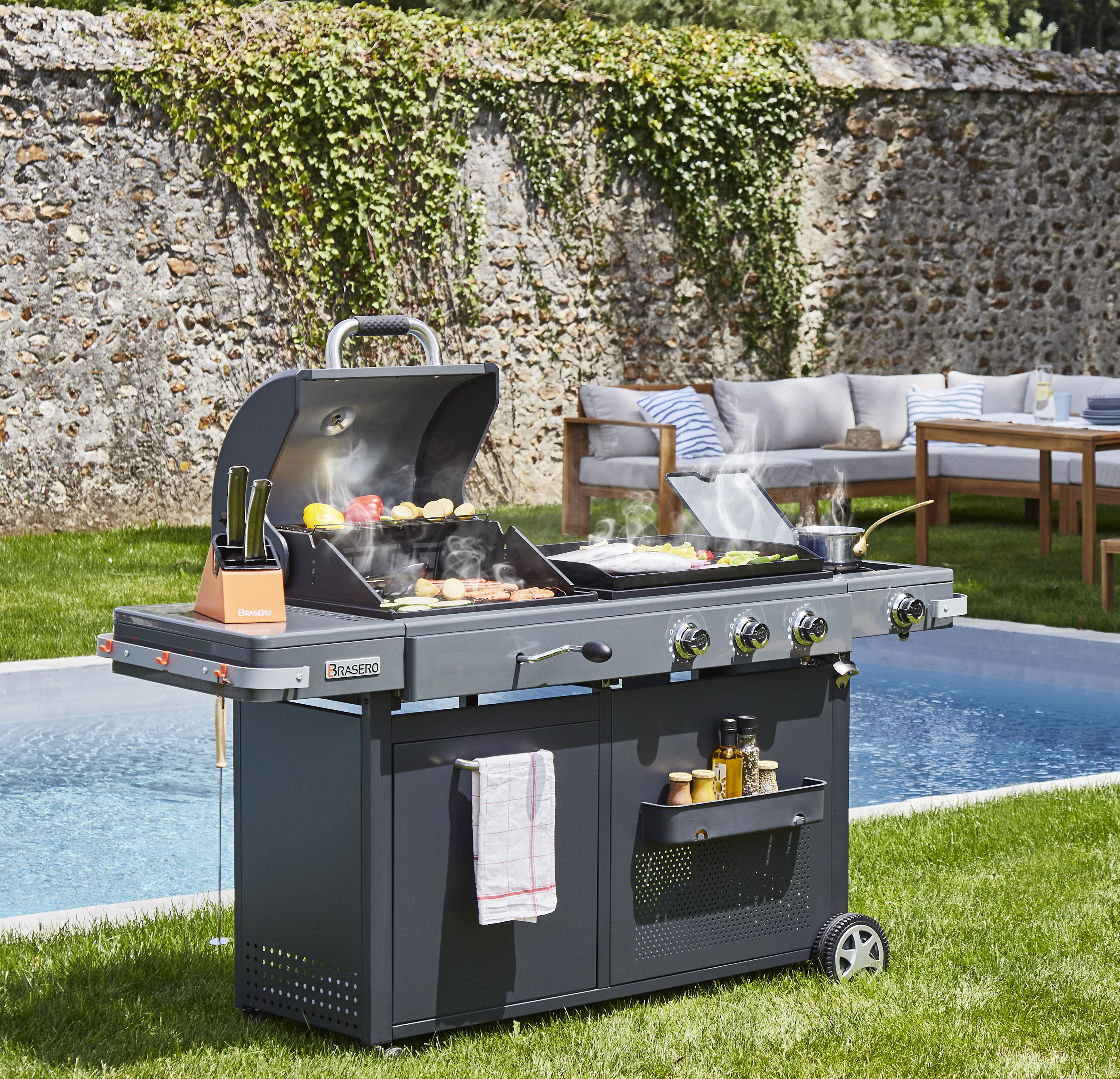 Barbecue Plancha Bi-Energy Gun Metal Brasero